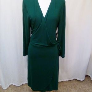 Dark green wrap dress